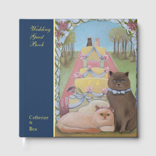 Fairytale Wedding Cats 12" x 12" Gold Foil Guest Book