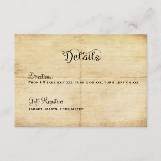 Fairytale Wedding Details Card - Once Upon A Time (Front)