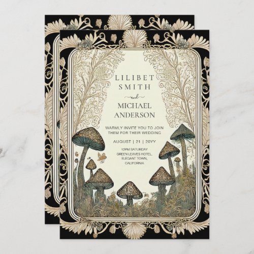 Fairytale Wedding Fairycore Mushrooms Forest  Invitation