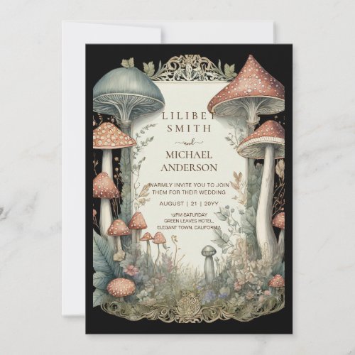 Fairytale Wedding Fairycore Mushrooms Forest  Invitation