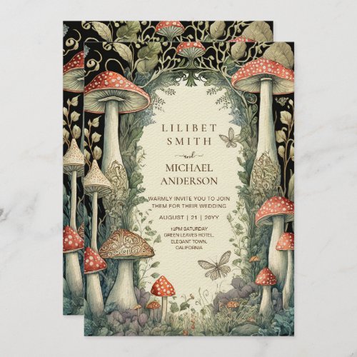 Fairytale Wedding Fairycore Mushrooms Forest  Invitation