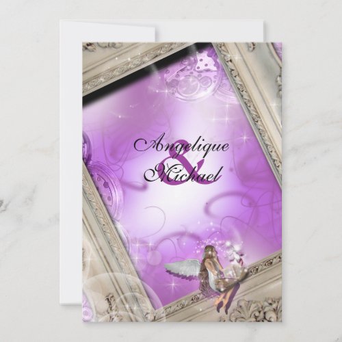 Fairytale wedding gold purple cards