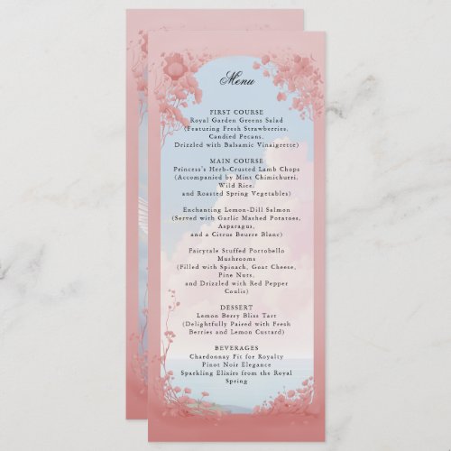 Fairytale wedding menu invitation