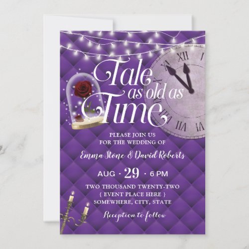 Fairytale Wedding Modern Purple Tufted Pattern Invitation
