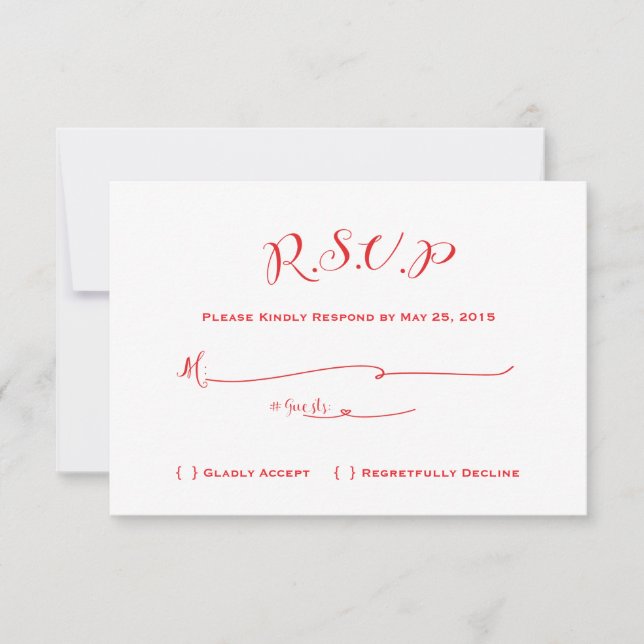 Fairytale Wedding RSVP - Red Text (Front)