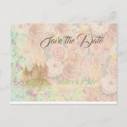 Fairytale wedding Save the Date Announcement Postcard