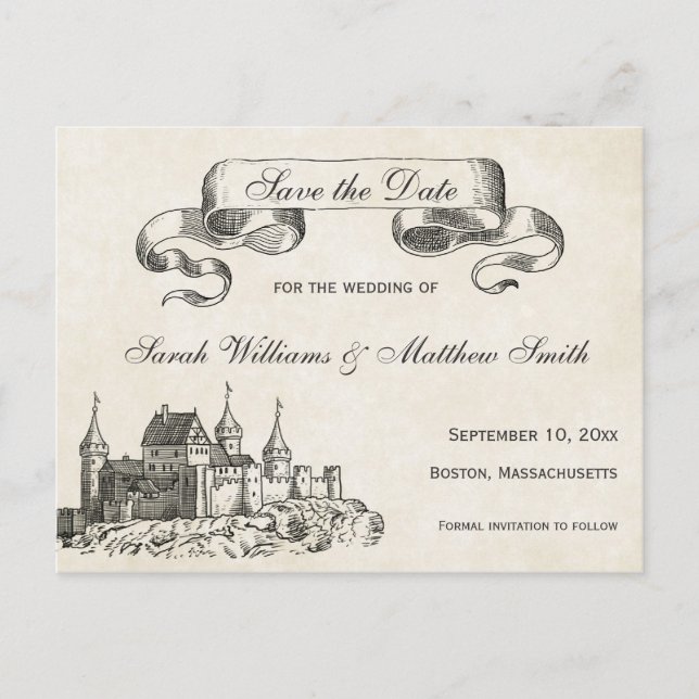 Fairytale Wedding Save the Date Postcard (Front)