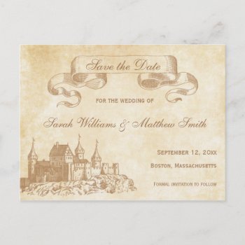 Fairytale Wedding Save The Date Postcard by PMCustomWeddings at Zazzle