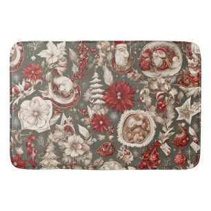 fairytale whimsical Christmas decorations, flowers Bath Mat