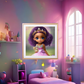 Fairytale whimsical Princess Purple Tiara ethnic  Poster