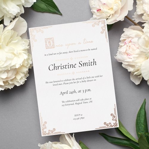 Fairytale Whimsical Storybook Rose Gold Foil Invitation