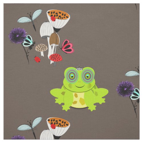 Fairytale Whimsy Frog Nature Garden Fabric