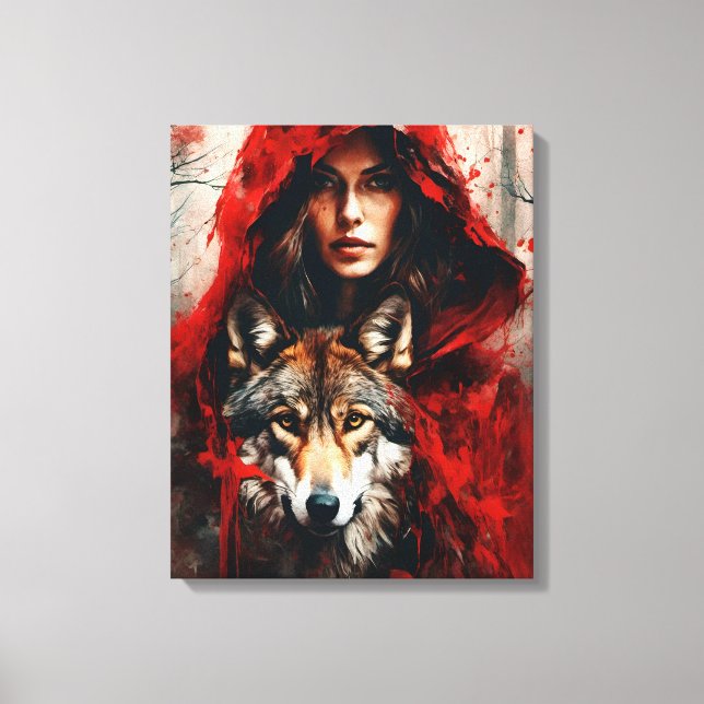 Fairytale Woman and a Wolf  Canvas Print (Front)