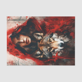 Fairytale Woman and a Wolf decoupage Tissue Paper