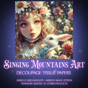 Fairytale Wonderland Alice and Rabbit Decoupage Tissue Paper