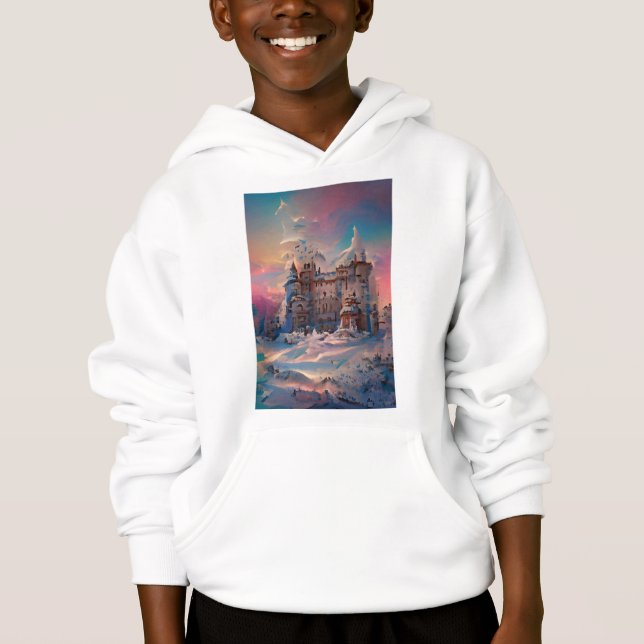Fairytale World, Winter Castle, Snow Castle, Gift  Hoodie (Front)