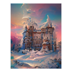 Fairytale World, Winter Castle, Snow Castle, Xmas Photo Print