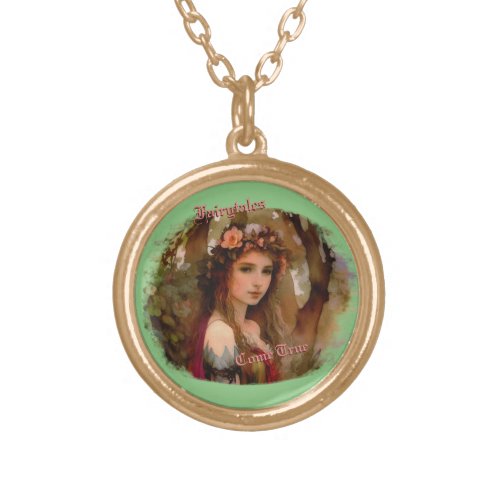 Fairytales Come True Forest Maiden Gold Plated Necklace