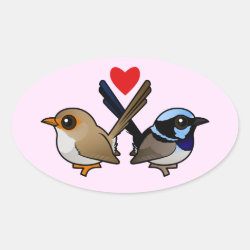 Fairywrens in Love Oval Sticker
