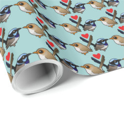 Fairywrens in Love Glossy Wrapping Paper (15 foot roll)