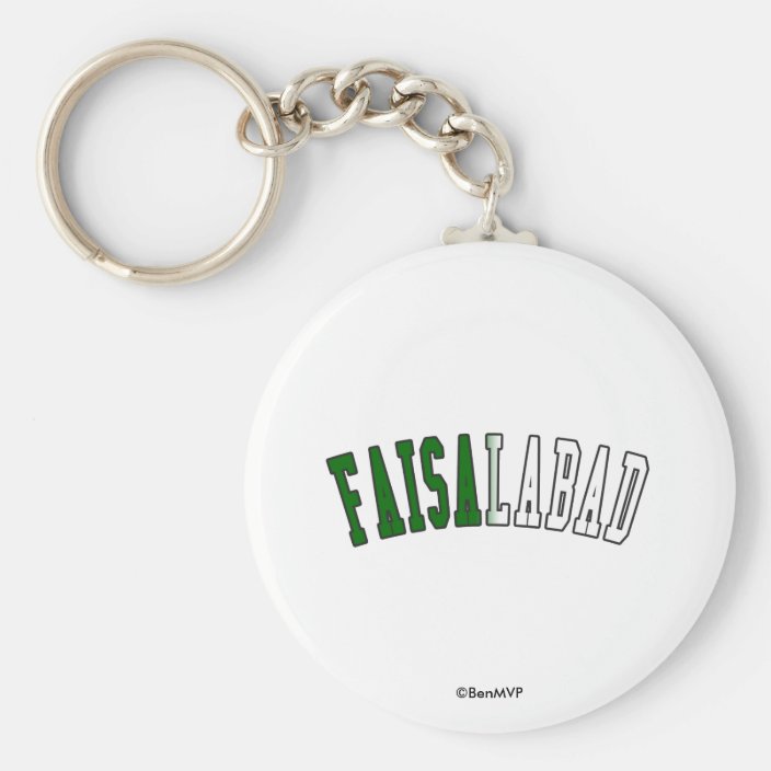 Faisalabad in Pakistan National Flag Colors Key Chain