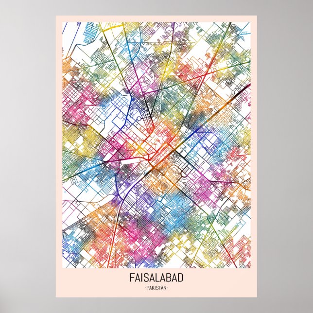 Faisalabad Pakistan City Map Poster (Front)