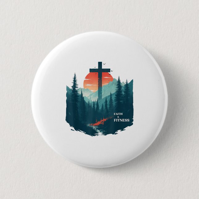 Faith &amp; Fitness Christian - Workout Motivation Button (Front)