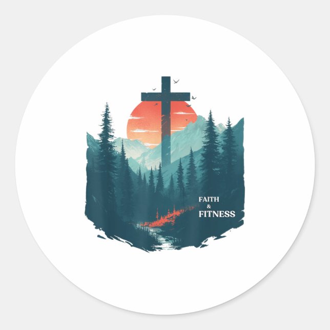 Faith &amp; Fitness Christian - Workout Motivation Classic Round Sticker (Front)