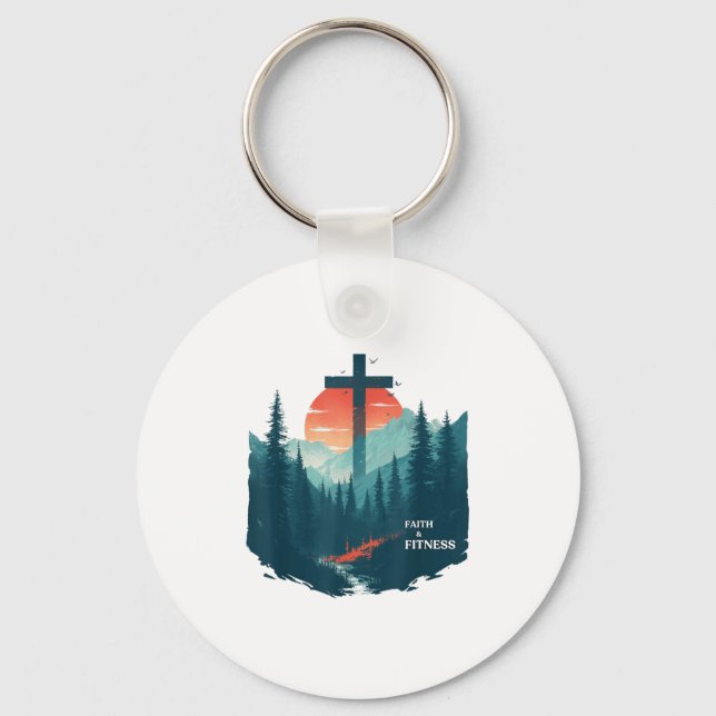 Faith &amp; Fitness Christian - Workout Motivation Keychain (Front)