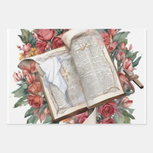 Faith and Bible Design for Sympathy Wrapping Paper Sheets