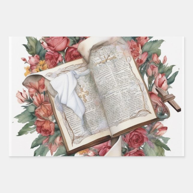 Faith and Bible Design for Sympathy Wrapping Paper Sheets (Front)