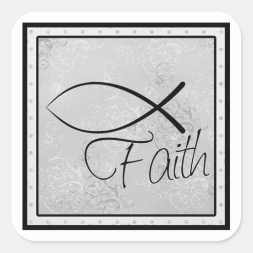 Faith and Christian Fish Square Sticker