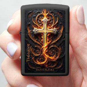 Faith and Fire Ornate Crucifix Zippo Lighter