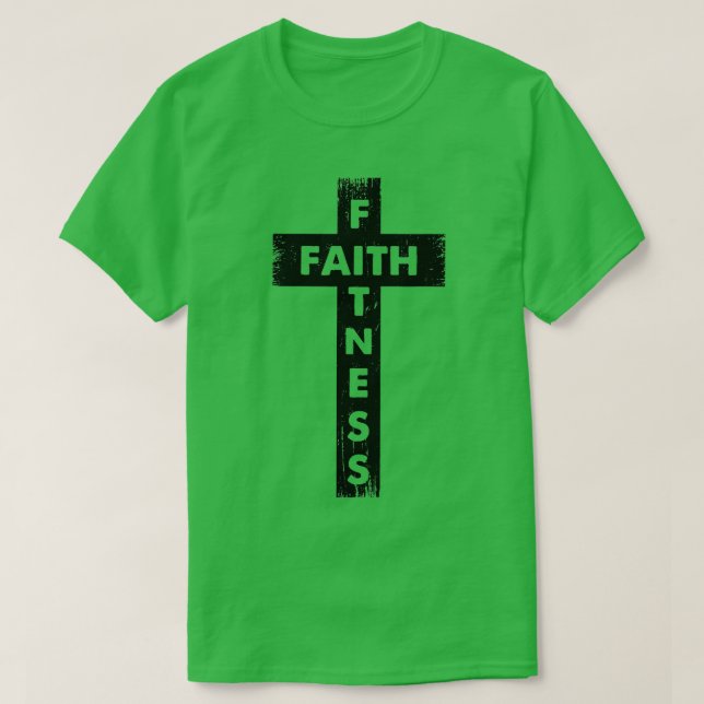 Faith And Fitness Holy Cross Christian Weightlifte T-Shirt (Design Front)