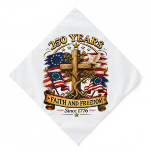 Faith and Freedom 250 Years Patriotic Cross Bandana