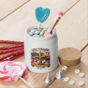 Faith and Freedom 250 Years Patriotic Cross Candy Jar