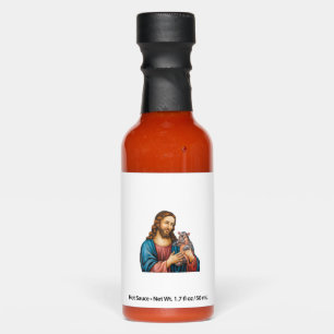 Faith and Fun Moo Deng the Hippo Held by Jesus Tan Hot Sauces
