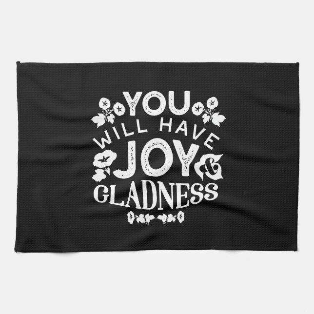 Faith and Happiness – Joy and Gladness Quotes Kitchen Towel (Horizontal)