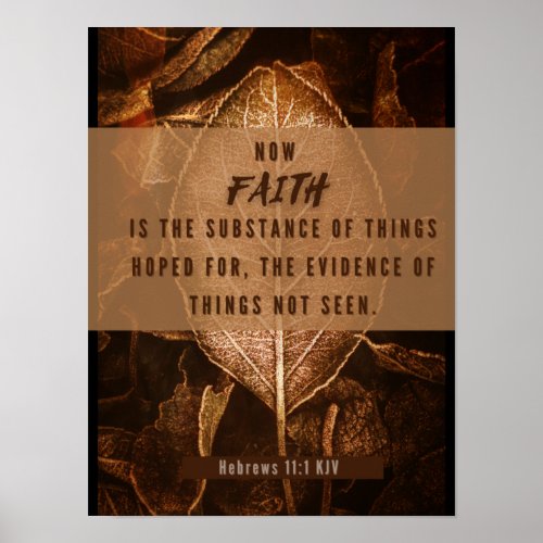 Faith and Hope Bible Verse Gold Leaf Poster