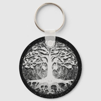 Faith and Hope Tree of Life Black and White Keychain