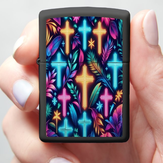 Faith and Nature's Colorful Patterns Unite b Zippo Lighter (In Hand)