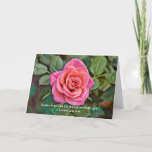 Faith and Pink Rose Thank You Card