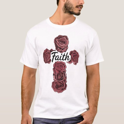 Faith and Roses Religious T_Shirt