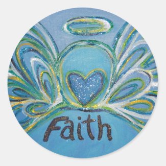 Faith Angel Inspirational Word Art Custom Stickers
