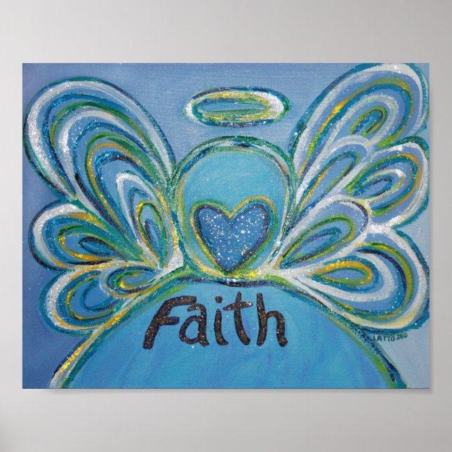 Faith Angel Inspirational Word Art Print Poster (Front)
