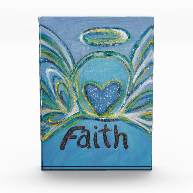 Faith Angel Word Art Custom Award Paperweight (Front)