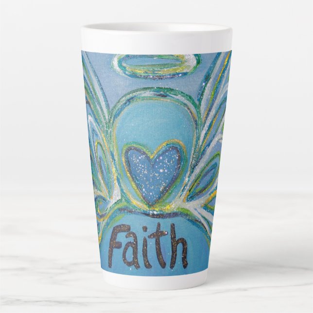 Faith Angel Word Art Custom Latte Mug Cup (Front)