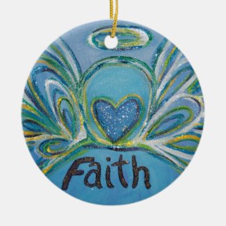 Faith Angel Word Art Gift Holiday Ornament