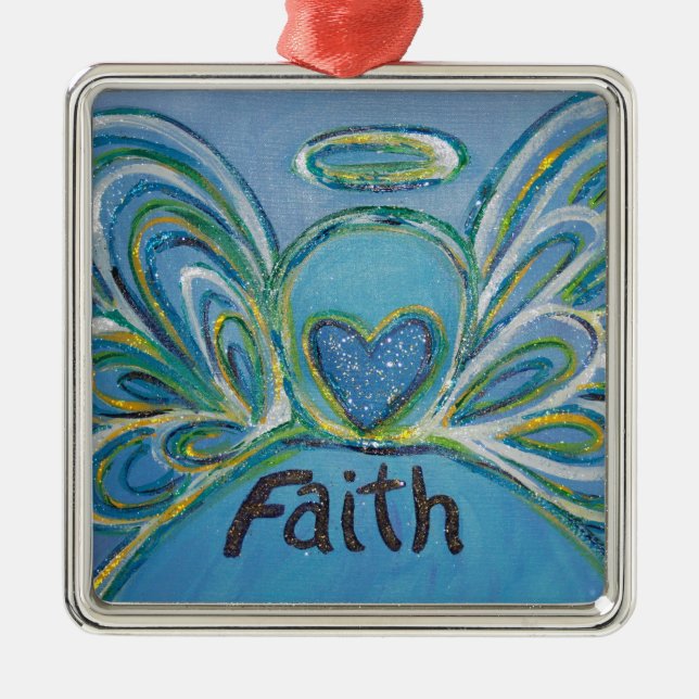 Faith Angel Word Art Gift Holiday Ornaments (Front)