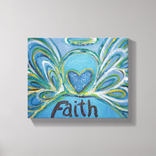 Faith Angel Word Art Painting Wrapped Canvas Print